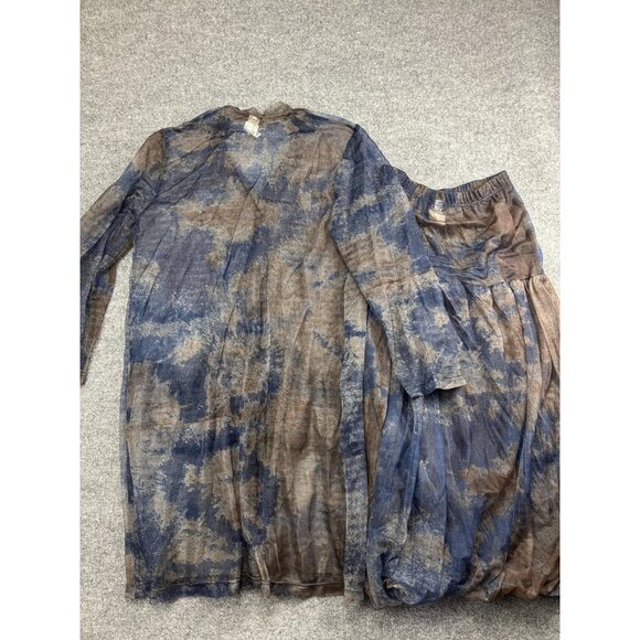 Lilith Jacket Skirt Set Womens Medium Small Blue Brown Mesh Sheer Made in France - Picture 11 of 11